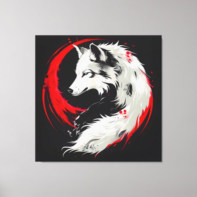 Lunar Red White Wolf Leinwanddruck (Vorderseite)