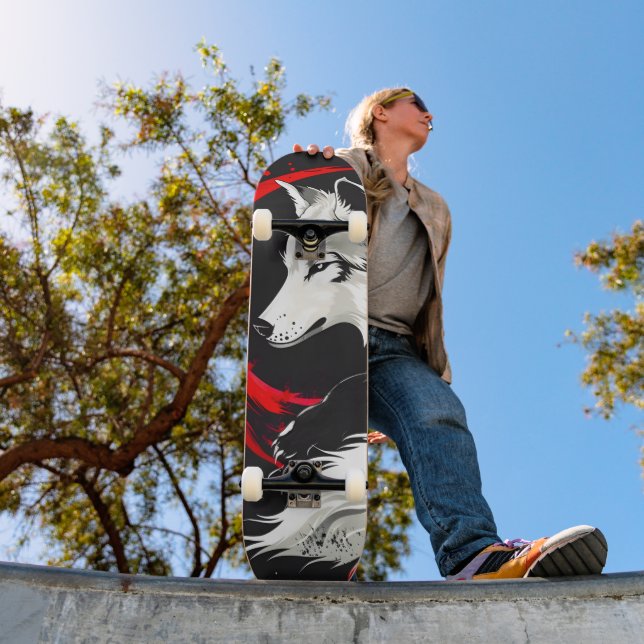 Lunar Red White Wolf Skateboard (Außenbereich 1)