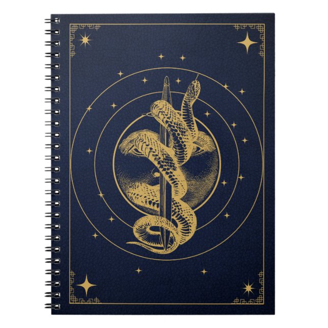 Lunar Serpent - Goldene ösoterische Dekoration Notizblock (Vorderseite)