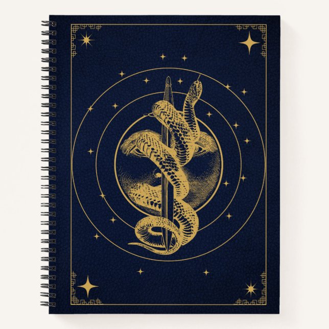 Lunar Serpent - Goldene ösoterische Dekoration Notizbuch (Vorderseite)