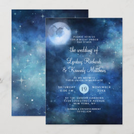 Lunar Sky Full Moon Celestial Galaxy Stars Hochzei Einladung