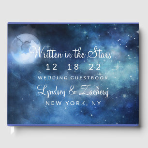 Lunar Sky Full Moon Celestial Galaxy Stars Hochzei Gästebuch