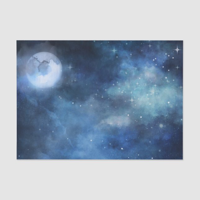 Lunar Sky Full Moon Celestial Galaxy Stars Hochzei Seidenpapier (Vorderseite)
