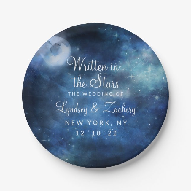 Lunar Sky Full Moon Celestial Galaxy Wedding Pappteller (Vorderseite)