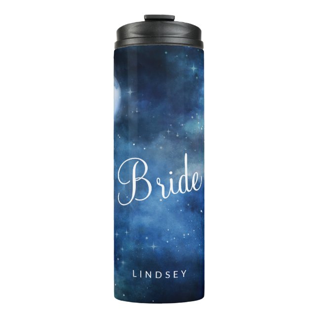 Lunar Sky Full Moon Celestial Personalisiert Bride Thermosbecher (Vorderseite)