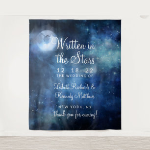 Lunar Sky Full Moon Celestial Star Wedding Willkom Wandteppich