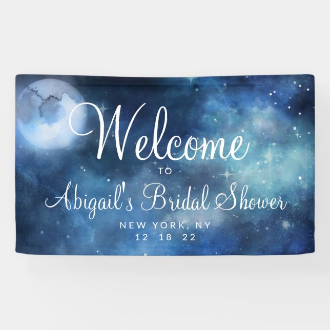 Lunar Sky Full Moon Galaxy Brautparty Willkommen Banner (Horizontal)