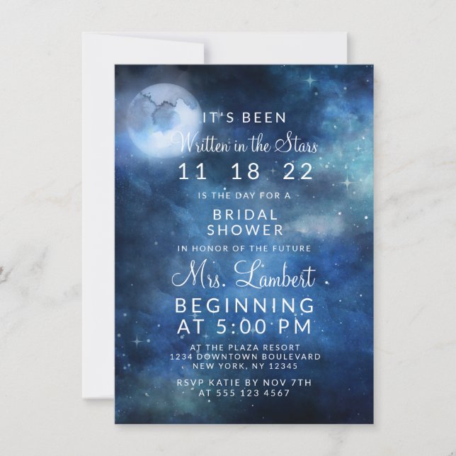 Lunar Sky Full Moon Galaxy Wedding Brautparty Einladung (Vorderseite)