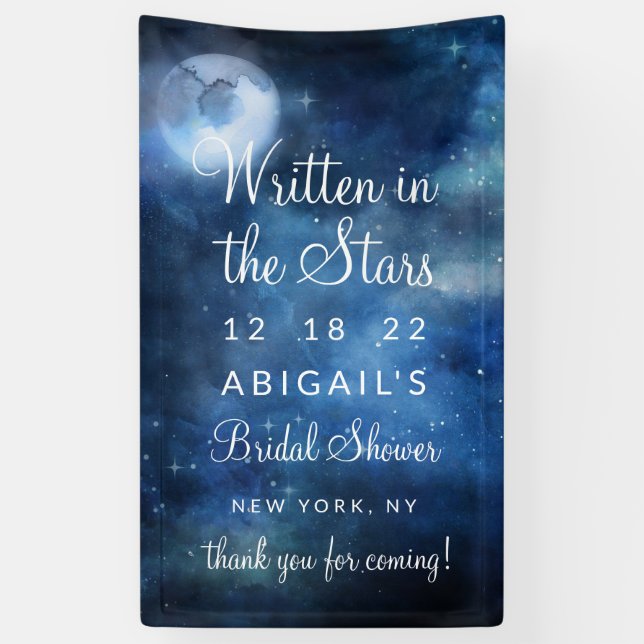 Lunar Sky Full Moon Stars Brautparty Willkommen Banner (Vertikal)
