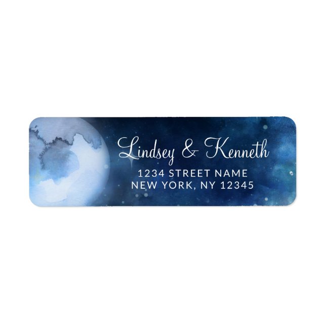 Lunar Sky Full Moon Stars Hochzeit Rücksendeadress (Vorne)