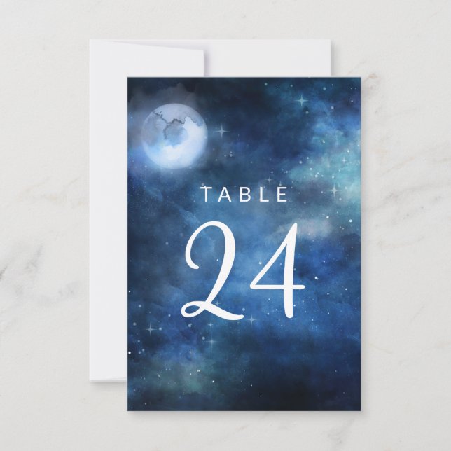 Lunar Sky Full Moon Stars Hochzeiten Tischnummern (Vorderseite)