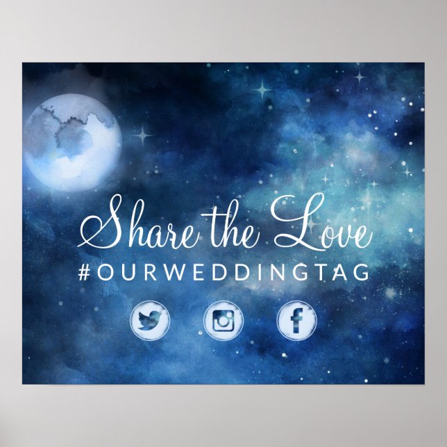 Lunar Sky Full Moon Teilen Sie die Liebe Hochzeits Poster (Vorne)