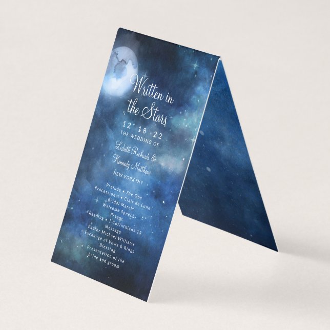Lunar Sky Pleine lune Stars Mariage programme de c (Front)
