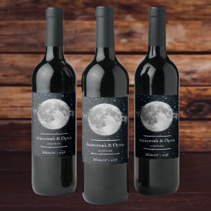 Lunar Wedding Wine Label Weinetikett