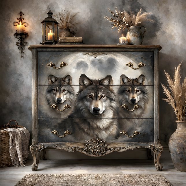 Lunar Wolf Pack Decoupage Seidenpapier (Lunar Wolf Pack Decoupage Tissue Paper)