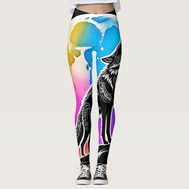 Lunar Wolf Serenade Design Leggings (Vorderseite)
