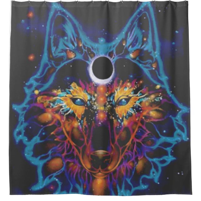 Lunar Wolf Shower Curtain Duschvorhang (Vorderseite)