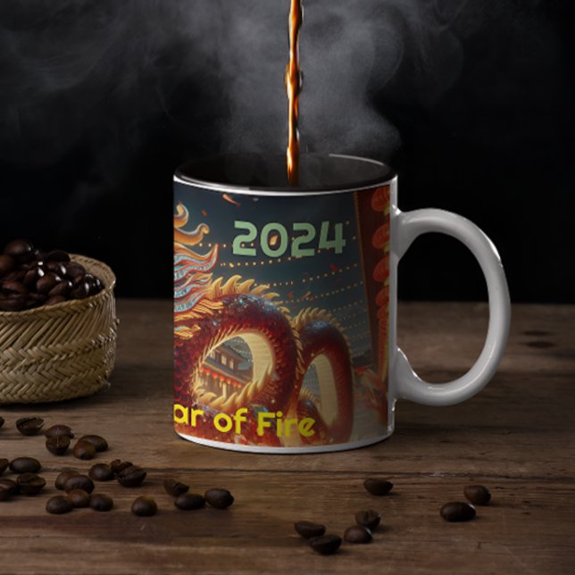 Lunar Zodiac-Kulturdrache "Jahr des Feuers" Zweifarbige Tasse (Von Creator hochgeladen)
