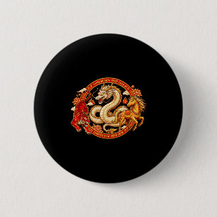 Lunarer Zodiak Drache Tiger Pferd Harmonie Chinesi Button