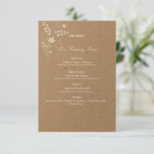 Lunaria Kraft Boho Hochzeits-Menükarte