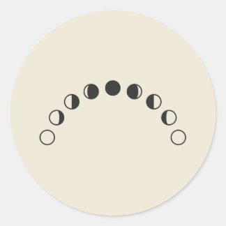 Lunarphasen-Bogen Minimalistische Mondzeichnung Runder Aufkleber