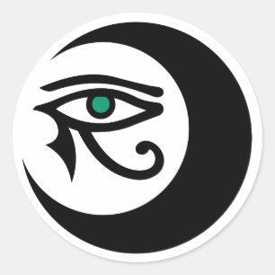 LunaSees Logo-Aufkleber (Schwarzes/Jadeauge) Runder Aufkleber