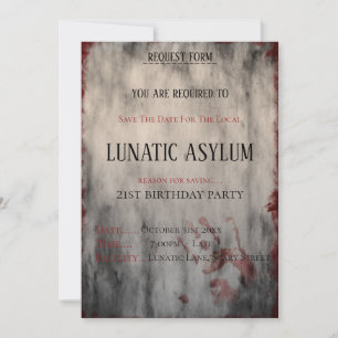 Lunatic Asylum Halloween Geburtstag Save The Date