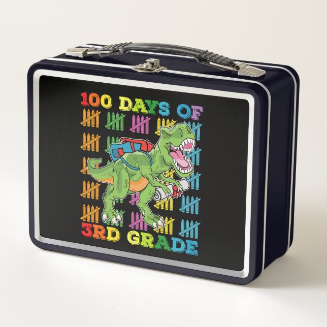 Lunch Box 100 Jours De 3E Année T Rex Dinosaur School (Devant)