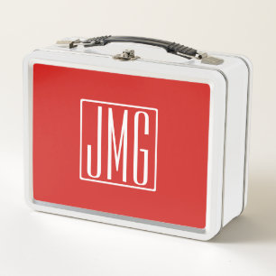Lunch Box 3 Initiales Monogramme   Rouge et blanc (ou couleu