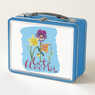 Lunch Box 4 fleurs de printemps et d'été avec texte fantaisi