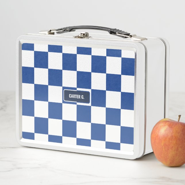 Lunch Box À damiers Fiesta Royal Blue personnalisé (En situation)