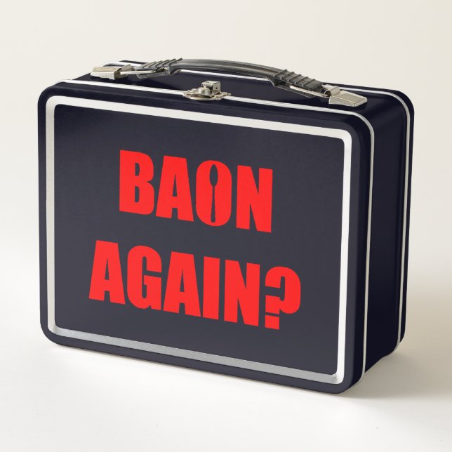 Lunch Box À nouveau Baon ? Noir de texte rouge et blanc (Devant)