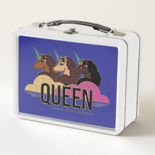 Lunch Box Afro Unicorn Queen Trio Design