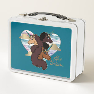 Lunch Box Afro Unicorn Trio Coeur Design