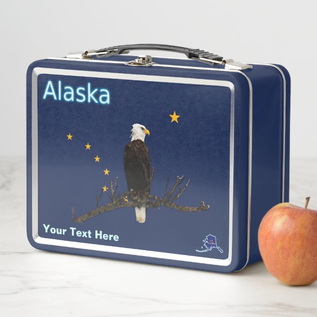 Lunch Box Aigle Et Drapeau De L'Alaska (En situation)