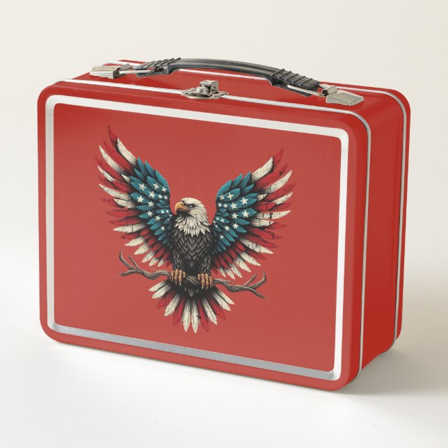 Lunch Box Aigle rustique patriotique américain/américain cha (Devant)