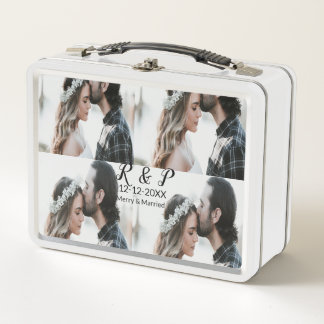 Lunch Box Ajouter couple photo merisier marié ajouter date a