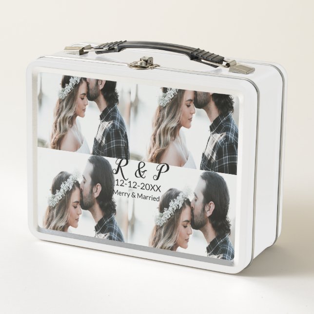 Lunch Box Ajouter couple photo merisier marié ajouter date a (Devant)