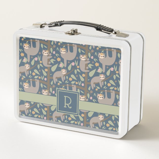 Lunch Box Ajoutez votre motif floral | mignon initial de (Devant)