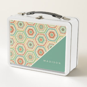 Lunch Box Ajoutez votre motif nommé d'hexagone de sud-ouest