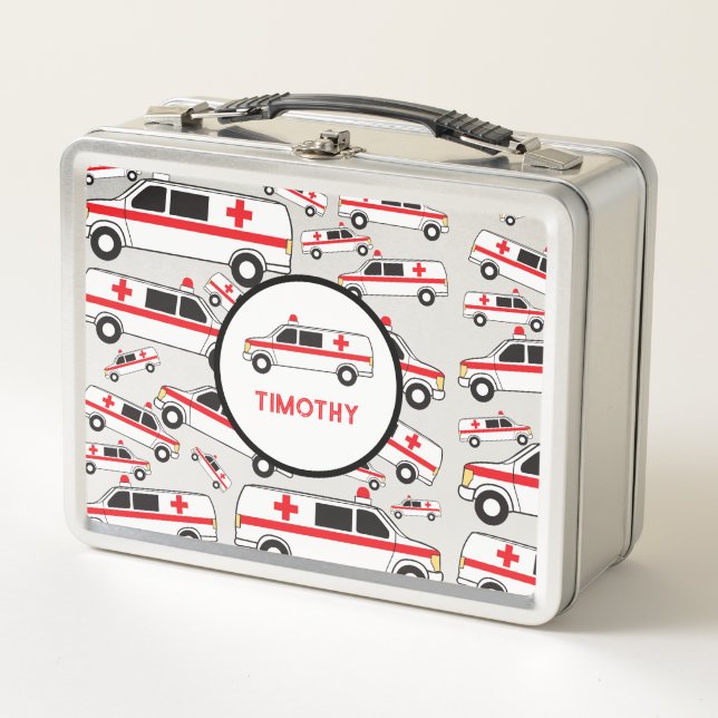 Lunch Box Ambulance Motif Nom personnalisé École (Devant)