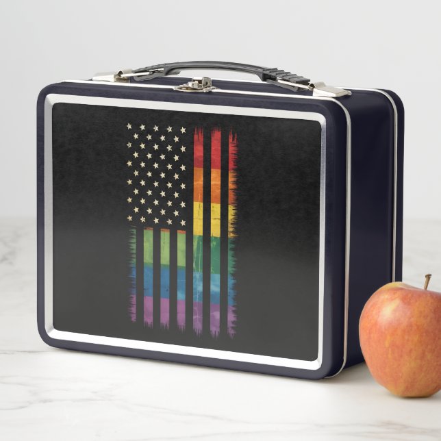 Lunch Box American USA Flag Rainbow Pride gay lesbienne LGBT (En situation)