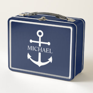 Lunch Box Ancre bleue marine Nom personnalisé