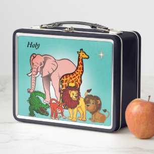 Lunch Box Animaux de jungle mignons et étoile sur bleu sarce