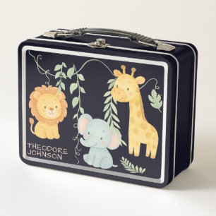 Lunch Box Animaux mignons de la jungle Safari aquarelle