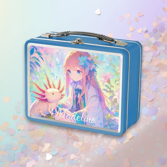 Lunch Box Anime Girl et Axolotl Personnalisé (Créateur téléchargé)
