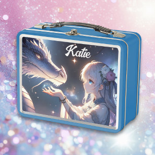 Lunch Box Anime Girl et son dragon Mystique Personnalisé