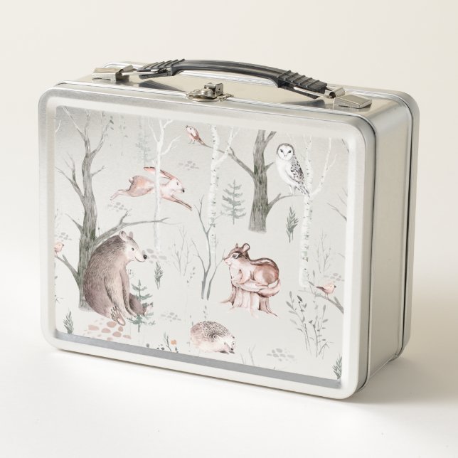 Lunch Box Aquarelle Animaux forestiers (Devant)