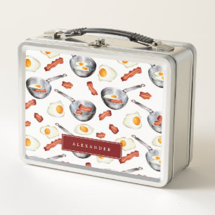 Lunch Box Aquarelle Bacon & Oeufs Petit déjeuner Motif alime