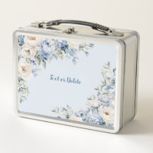 Aquarelle bleu Dusty Fleurs d'ivoire Feuille Rusti